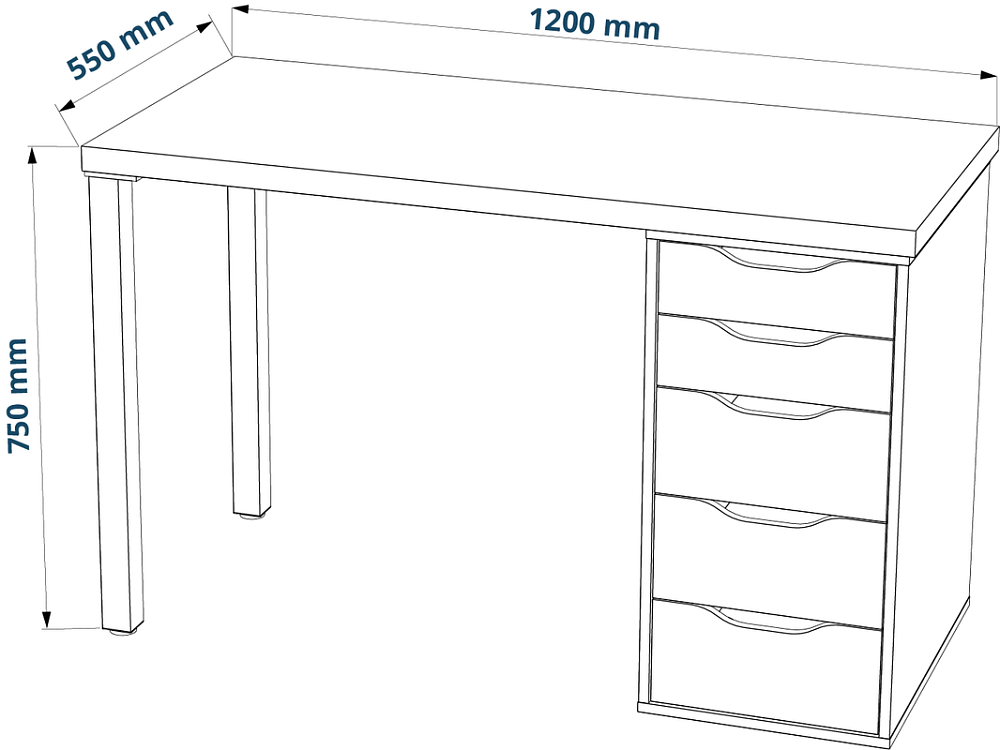 Ингар 1/5Т стол письменный 120x75x55, белый